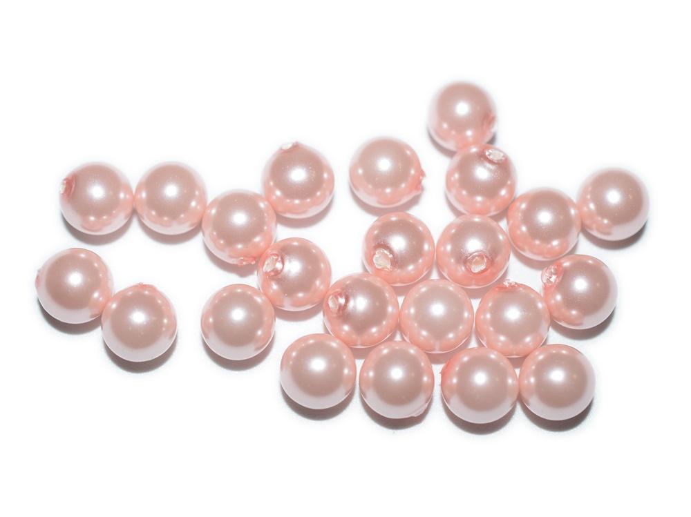 20PCS Half hole 8mm/10mm Luster pink Shell pearl round beads ,shell core pearl,TYH9