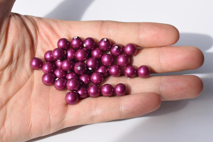 20PCS Half hole 8mm/10mm Luster purple Shell pearl round beads ,shell core pearl,TYH3