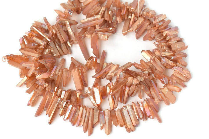 15.5" 4~7mmx~15~40mm Natural Rough Quartz Crystal Spike Beads champagne color,nugget