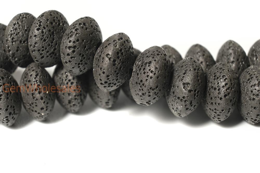 15.5" 10x15mm black Lava Rondelle Gemstone beads