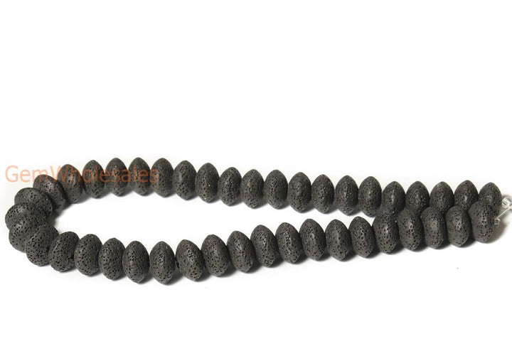 15.5" 10x15mm black Lava Rondelle Gemstone beads