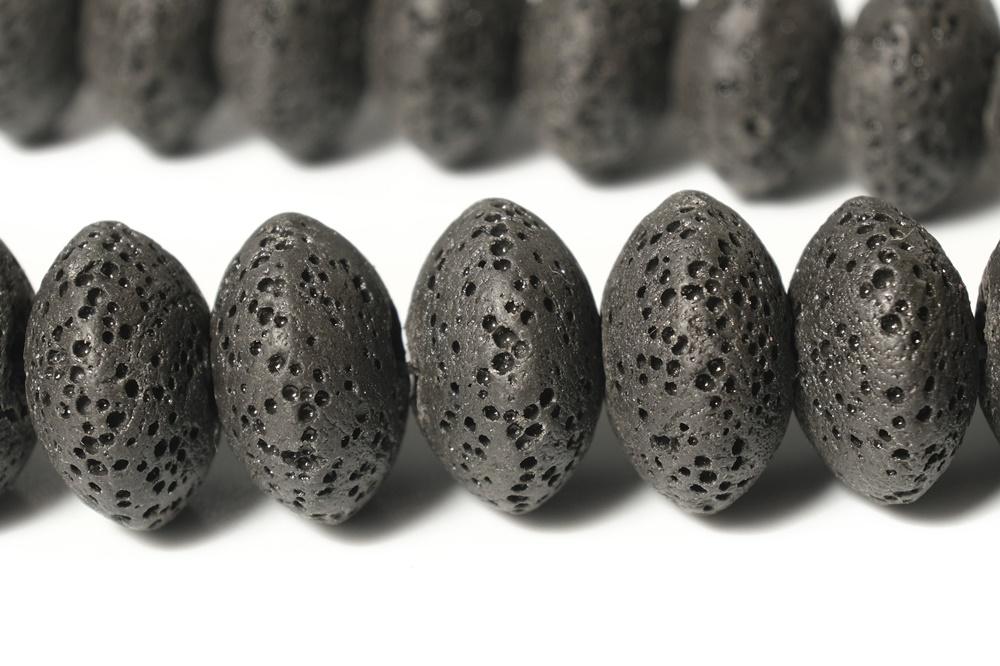 15.5" 10x15mm black Lava Rondelle Gemstone beads