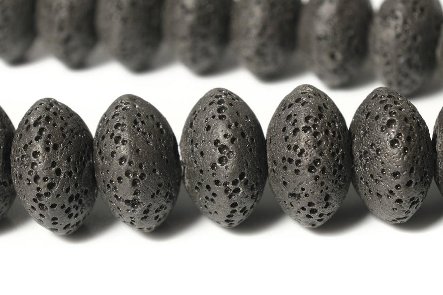 15.5" 10x15mm black Lava Rondelle Gemstone beads