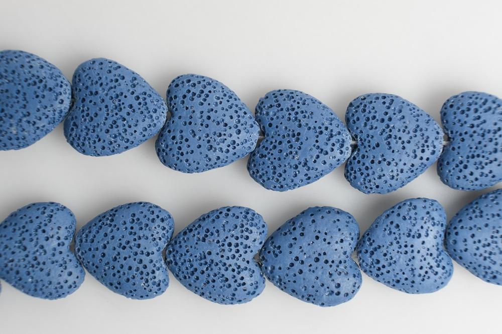 15.5" 20mm/28mm blue Lava Heart Gemstone pendant