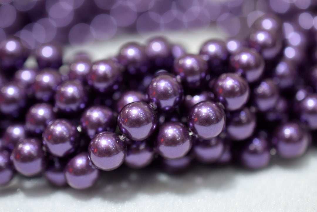 15.5" 8mm/10mm Luster dark purple Shell pearl round beads,shell core pearl,TYM