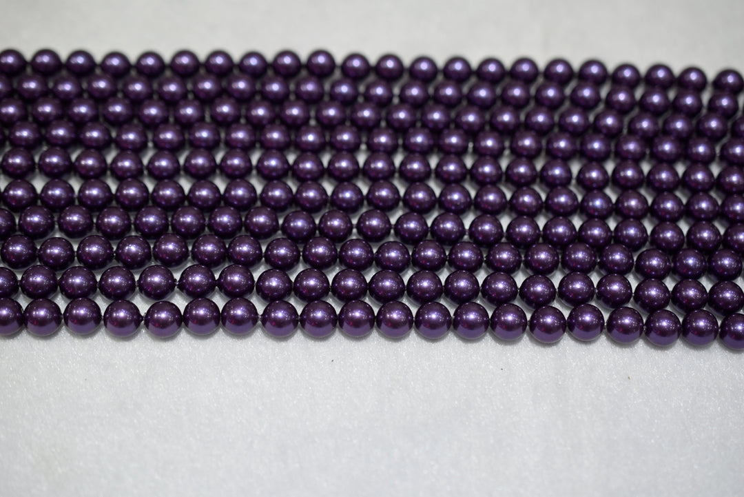 15.5" 8mm/10mm Luster dark purple Shell pearl round beads,shell core pearl,TYM