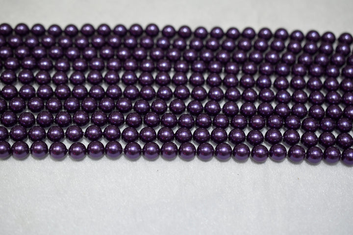 15.5" 8mm/10mm Luster dark purple Shell pearl round beads,shell core pearl,TYM