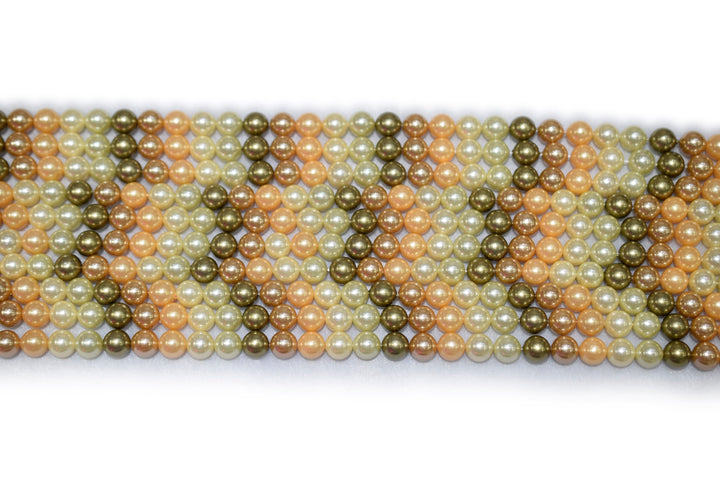 15.5" 8mm/10mm Mix luster Dark green yellow white Shell pearl round beads,shell core pearl,TYF