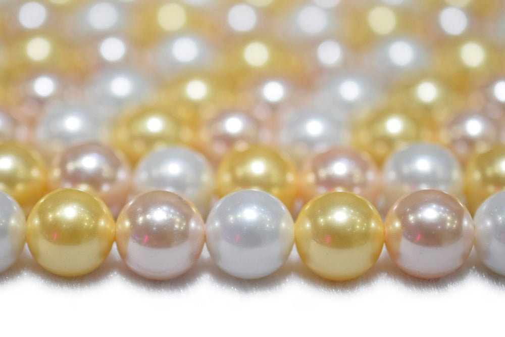15.5" 8mm/10mm Mix luster pink yellow white Shell pearl round beads,shell core pearl,TYF