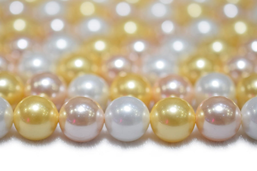15.5" 8mm/10mm Mix luster pink yellow white Shell pearl round beads,shell core pearl,TYF