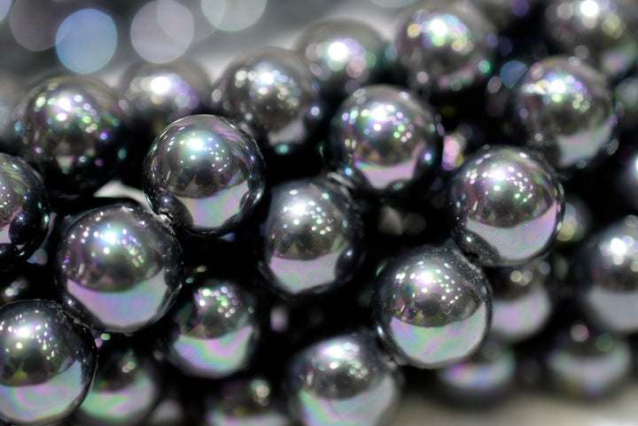 15.5" 8mm/10mm Luster black Shell pearl round beads,shell core pearl,TYD
