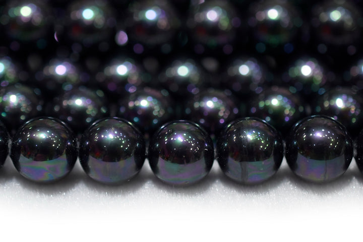 15.5" 8mm/10mm Luster black Shell pearl round beads,shell core pearl,TYD