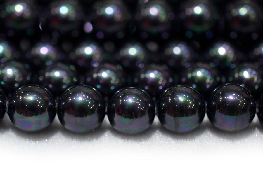 15.5" 8mm/10mm Luster black Shell pearl round beads,shell core pearl,TYD
