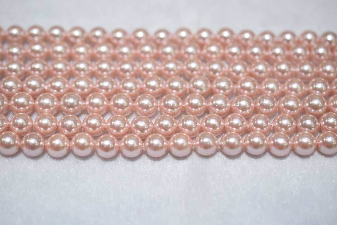 15.5" 8mm/10mm Luster pink Shell pearl round beads,shell core pearl,TYC