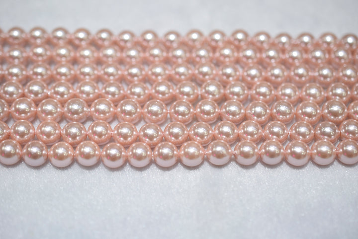 15.5" 8mm/10mm Luster pink Shell pearl round beads,shell core pearl,TYC