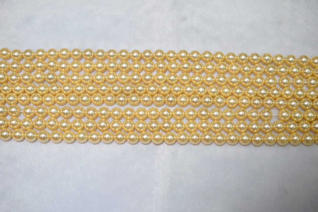 15.5" 8mm/10mm Luster yellow Shell pearl round beads,TYB