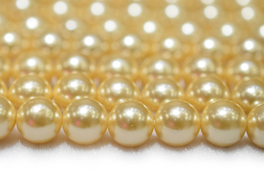 15.5" 8mm/10mm Luster yellow Shell pearl round beads,TYB