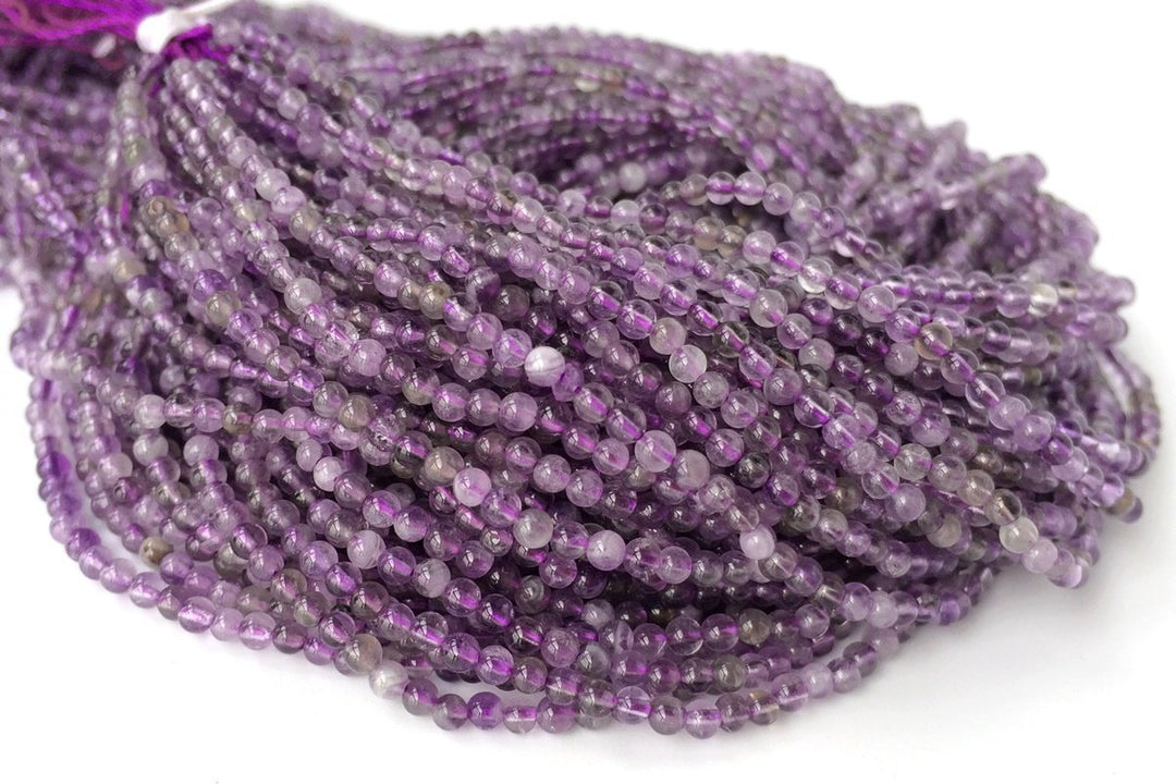 15.5" 2mm Natural amethyst round beads, purple color crystal