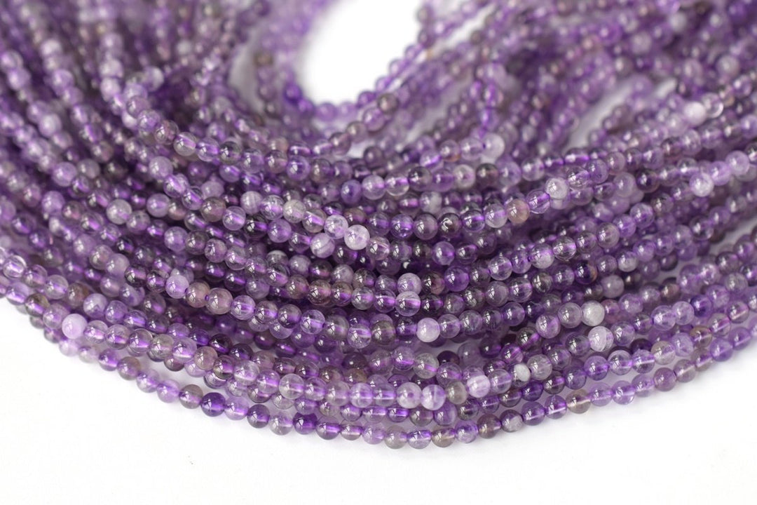 15.5" 2mm Natural amethyst round beads, purple color crystal