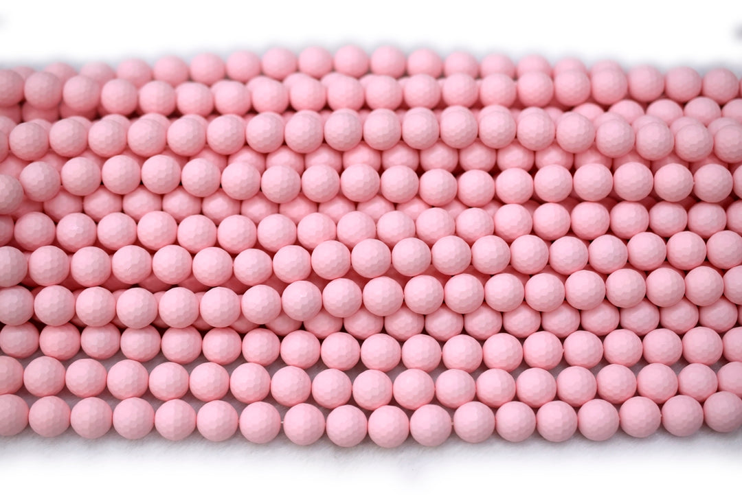 15.5" 8mm/10mm Matte Shell pearl round faceted beads light pink color