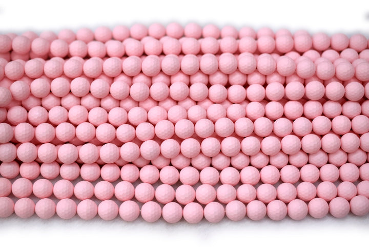 15.5" 8mm/10mm Matte Shell pearl round faceted beads light pink color
