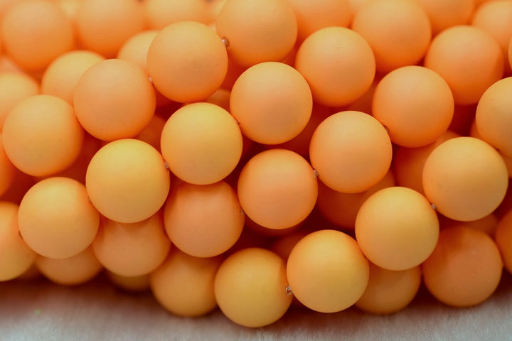 15.5" 8mm/10mm Matte Shell pearl round beads orange color