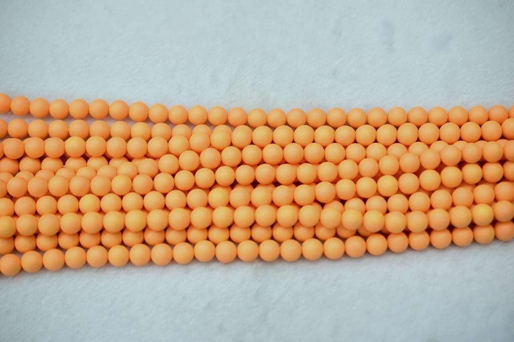 15.5" 8mm/10mm Matte Shell pearl round beads orange color