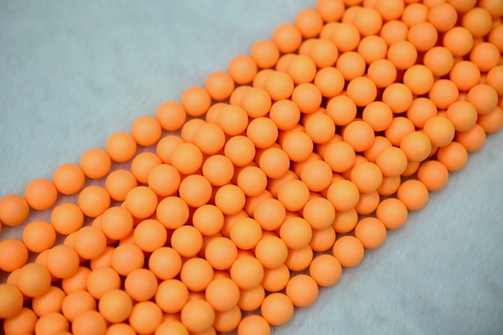 15.5" 8mm/10mm Matte Shell pearl round beads orange color