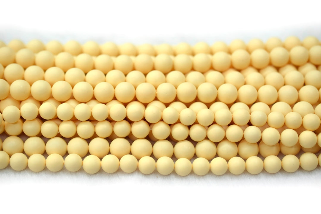 15.5" 8mm/10mm Matte Shell pearl round beads light yellow color