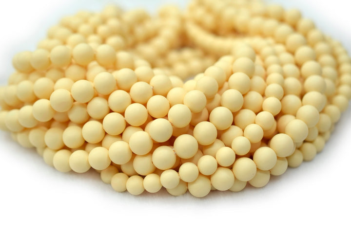 15.5" 8mm/10mm Matte Shell pearl round beads light yellow color