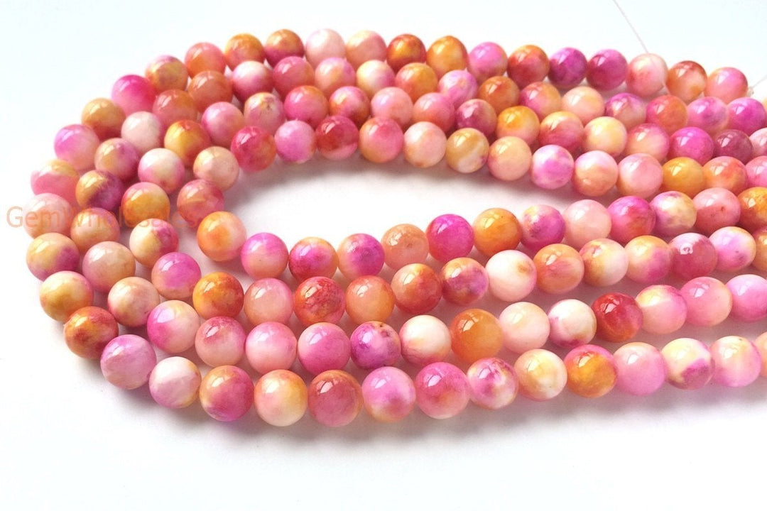 15.5" 6mm/8mm/10mm/12mm pink dyed jade Round beads gemstone