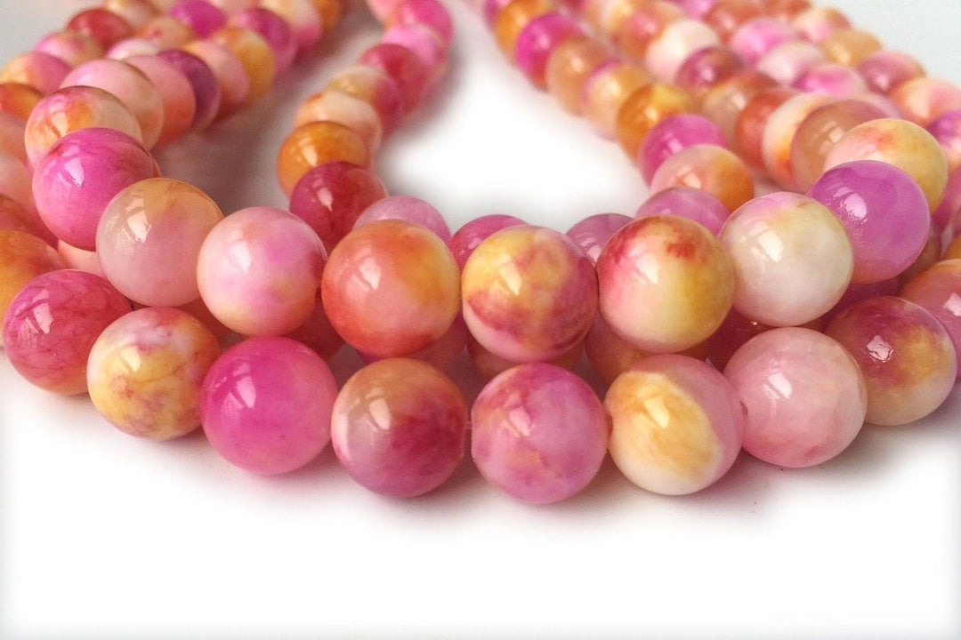 15.5" 6mm/8mm/10mm/12mm pink dyed jade Round beads gemstone