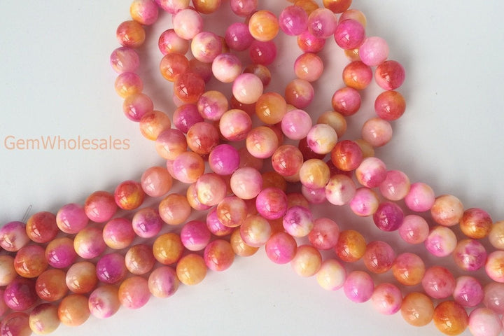15.5" 6mm/8mm/10mm/12mm pink dyed jade Round beads gemstone