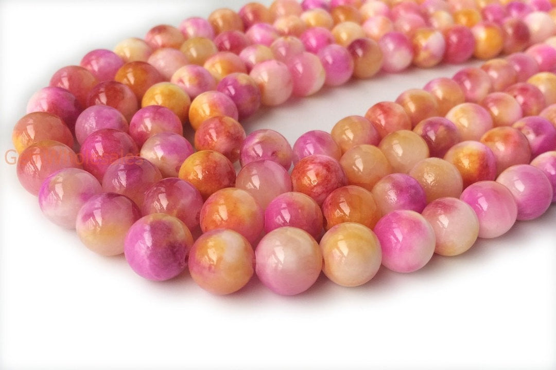 15.5" 6mm/8mm/10mm/12mm pink dyed jade Round beads gemstone