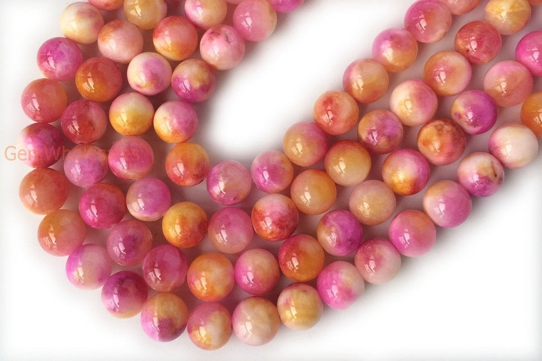 15.5" 6mm/8mm/10mm/12mm pink dyed jade Round beads gemstone