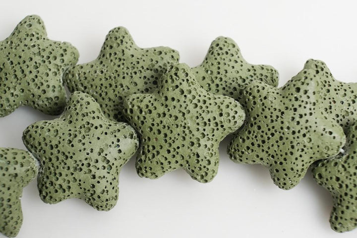 25mm green Lava starfish Gemstone pendant