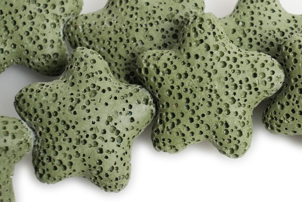 25mm green Lava starfish Gemstone pendant