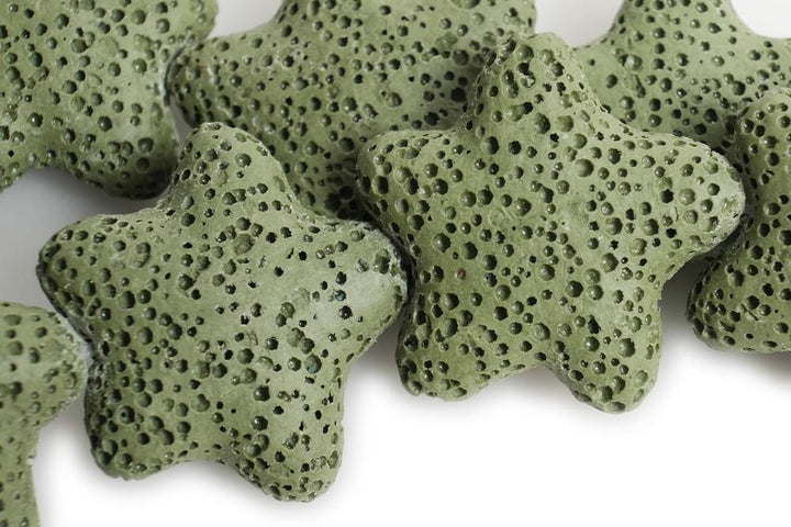 25mm green Lava starfish Gemstone pendant