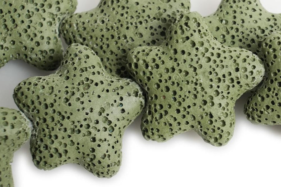 25mm green Lava starfish Gemstone pendant