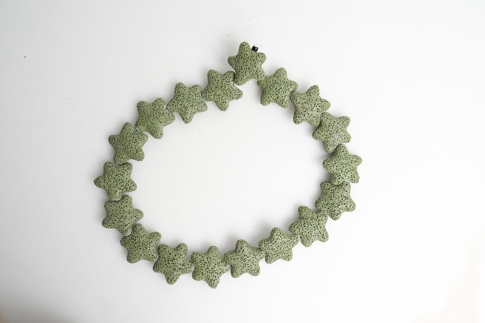 25mm green Lava starfish Gemstone pendant