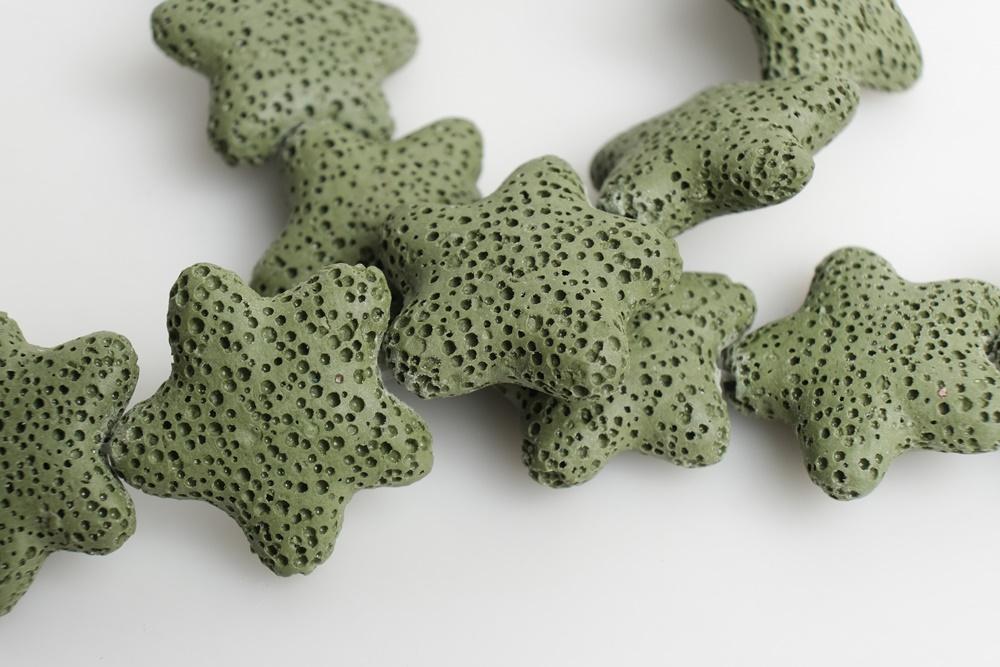 25mm green Lava starfish Gemstone pendant