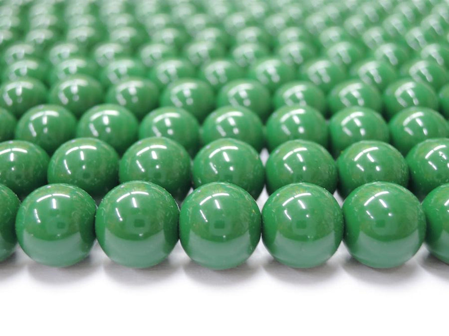 15.5" Glass druk round beads green 6mm/8mm/10mm/12mm