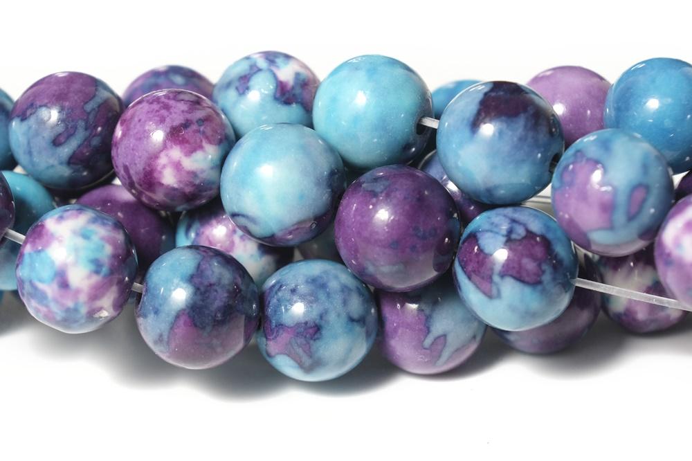 15.5" 8mm/10mm Dyed dark purple blue rain flower stone round beads