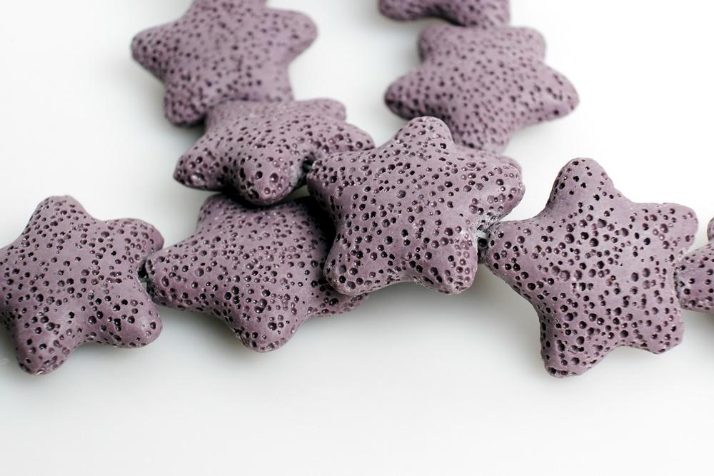 25mm purple Lava starfish Gemstone pendant