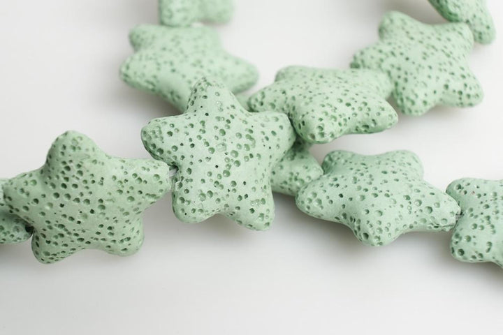 25mm green Lava starfish Gemstone pendant