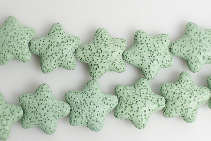 25mm green Lava starfish Gemstone pendant