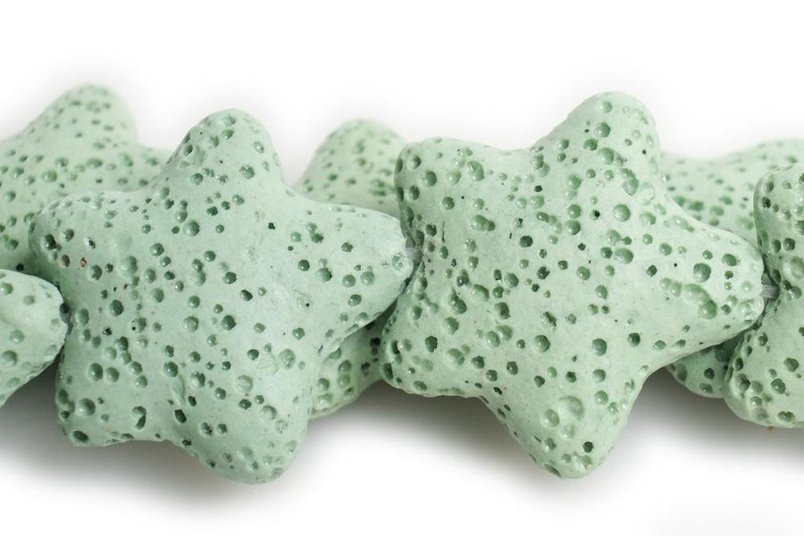 25mm green Lava starfish Gemstone pendant