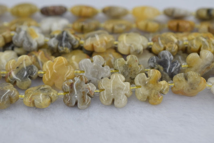 15.5" natural 15mm/20mm yellow crazy Agate flower beads Gemstone