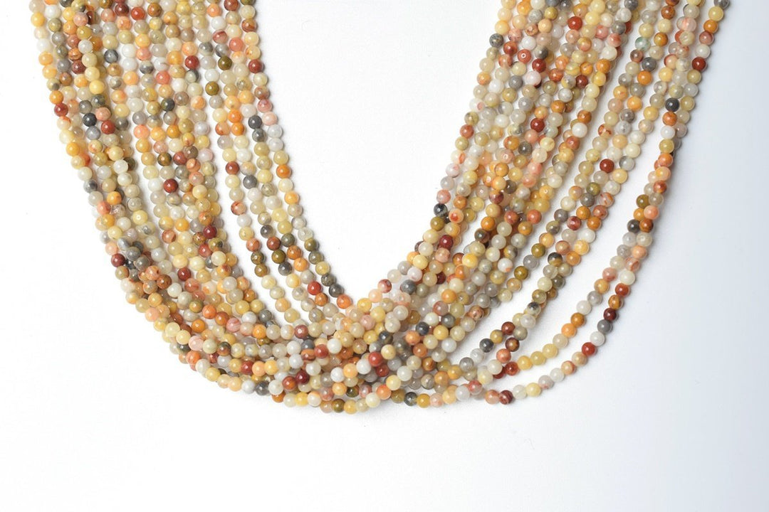 15.5" natural 2mm yellow crazy Agate Round beads Gemstone