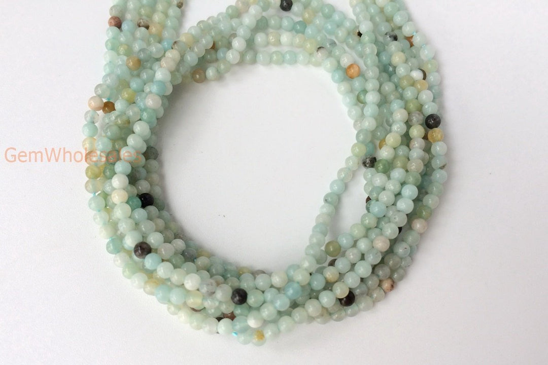 15.5" Natural amazonite 2mm round beads, Green gemstone